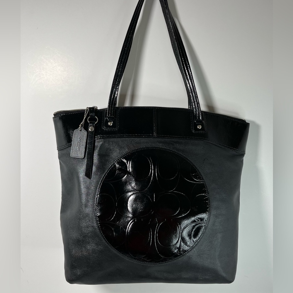 COACH Laura Genuine Leather w/Patent Lthr Details Multifunction Tote Bag F18336